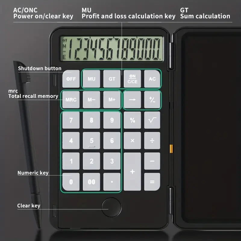 Calculadora LCD com Bloco de Notas ✏️📟